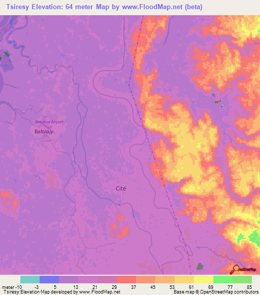Tsiresy,Madagascar Elevation Map