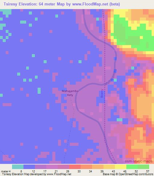 Tsiresy,Madagascar Elevation Map