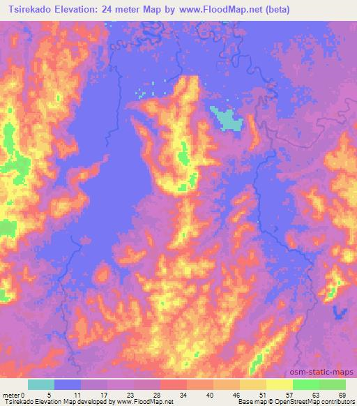 Tsirekado,Madagascar Elevation Map