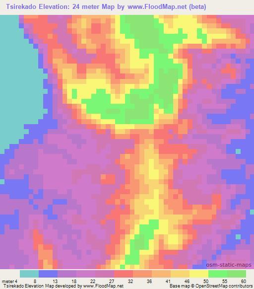 Tsirekado,Madagascar Elevation Map