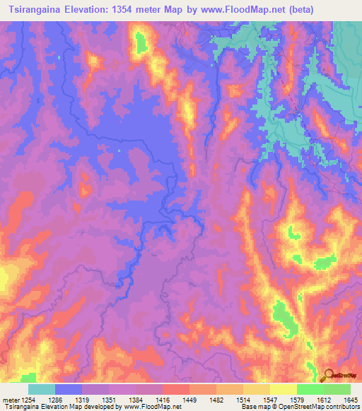 Tsirangaina,Madagascar Elevation Map