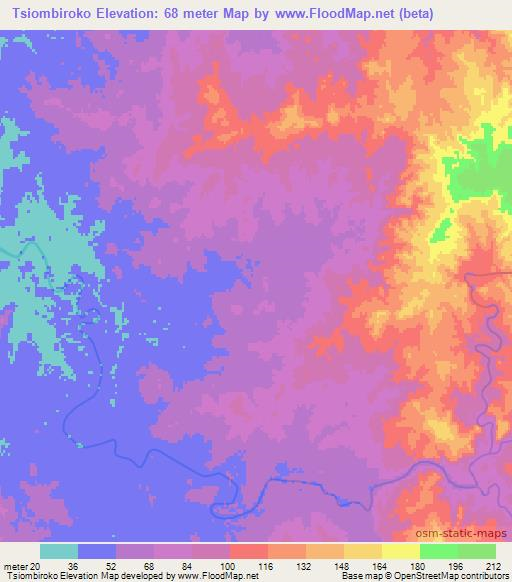 Tsiombiroko,Madagascar Elevation Map