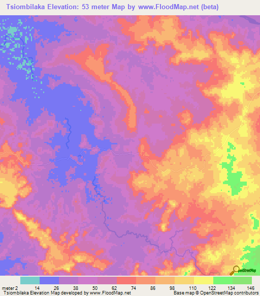 Tsiombilaka,Madagascar Elevation Map