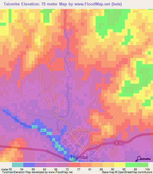 Tsiombe,Madagascar Elevation Map