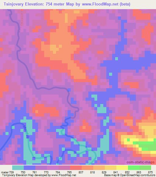 Tsinjovary,Madagascar Elevation Map