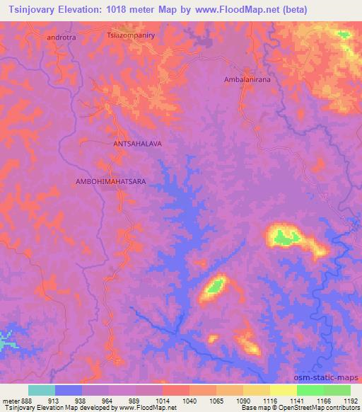 Tsinjovary,Madagascar Elevation Map