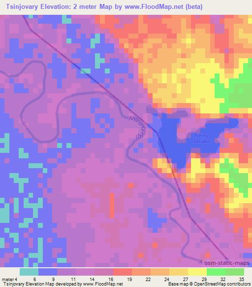 Tsinjovary,Madagascar Elevation Map