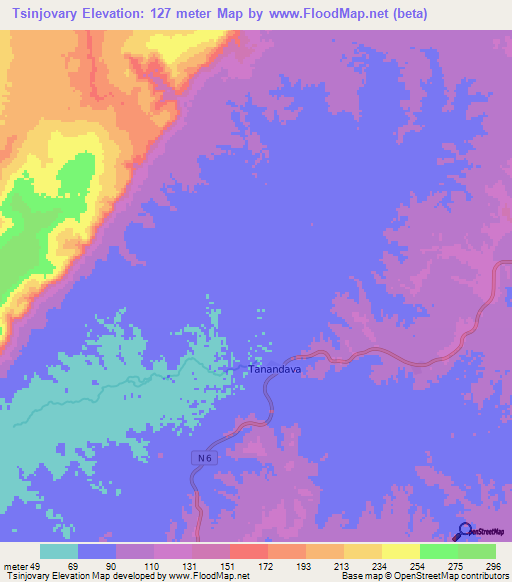 Tsinjovary,Madagascar Elevation Map