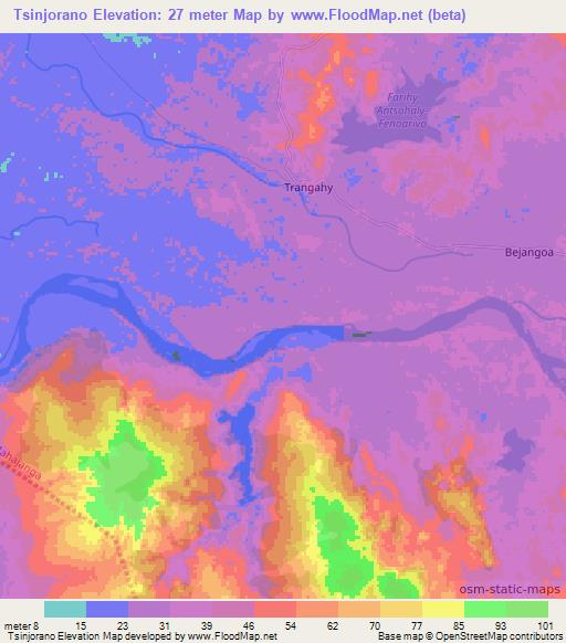 Tsinjorano,Madagascar Elevation Map
