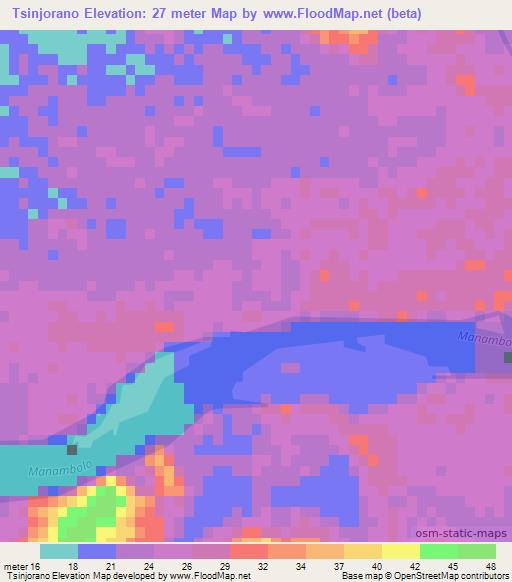 Tsinjorano,Madagascar Elevation Map