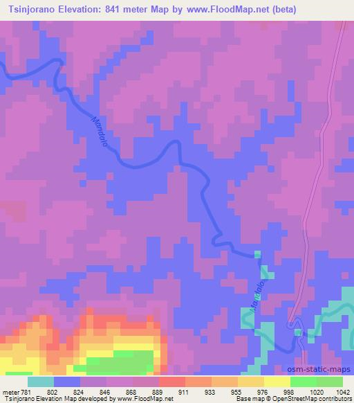 Tsinjorano,Madagascar Elevation Map