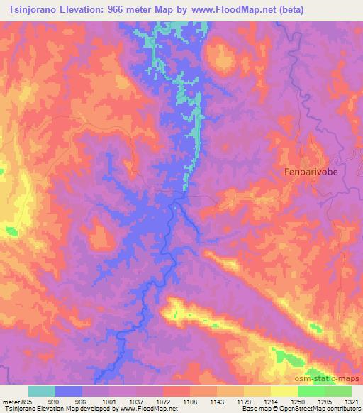 Tsinjorano,Madagascar Elevation Map
