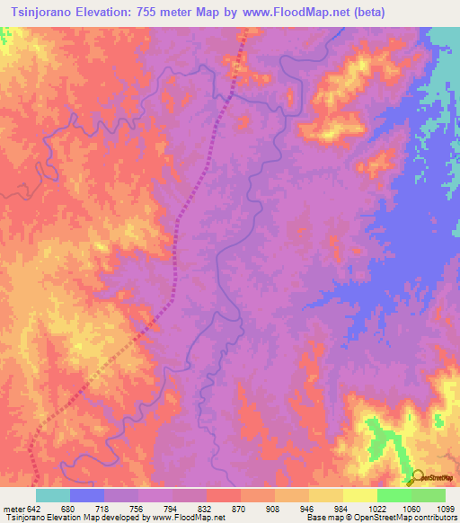 Tsinjorano,Madagascar Elevation Map