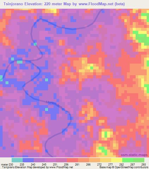Tsinjorano,Madagascar Elevation Map