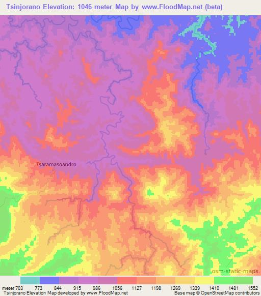 Tsinjorano,Madagascar Elevation Map