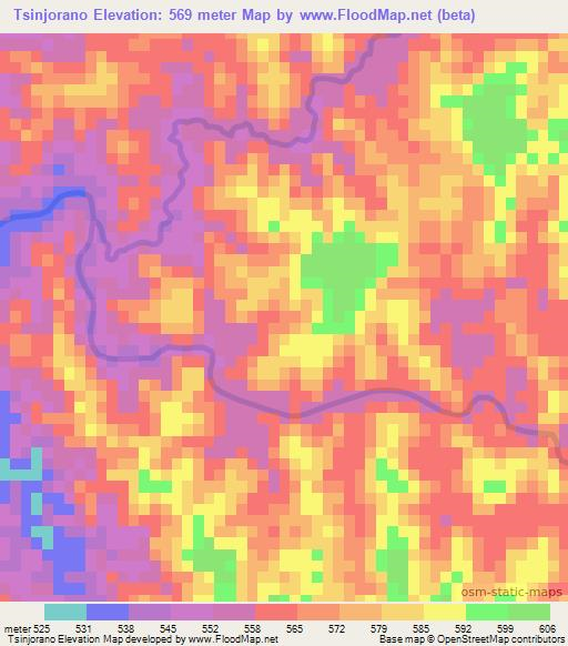 Tsinjorano,Madagascar Elevation Map