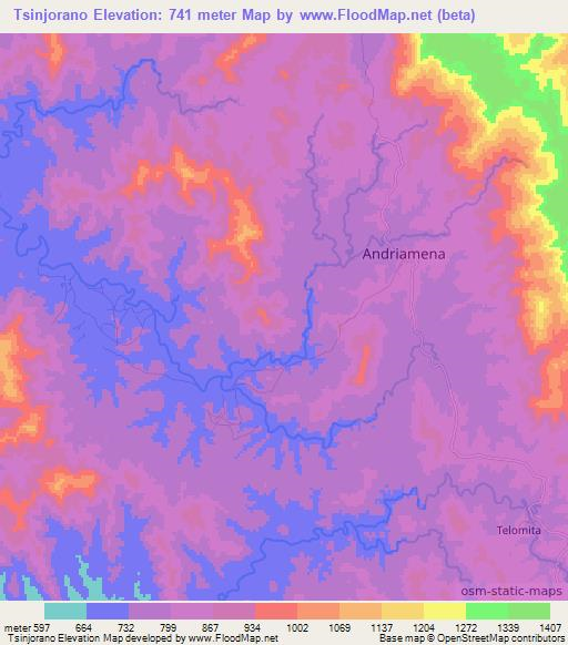 Tsinjorano,Madagascar Elevation Map