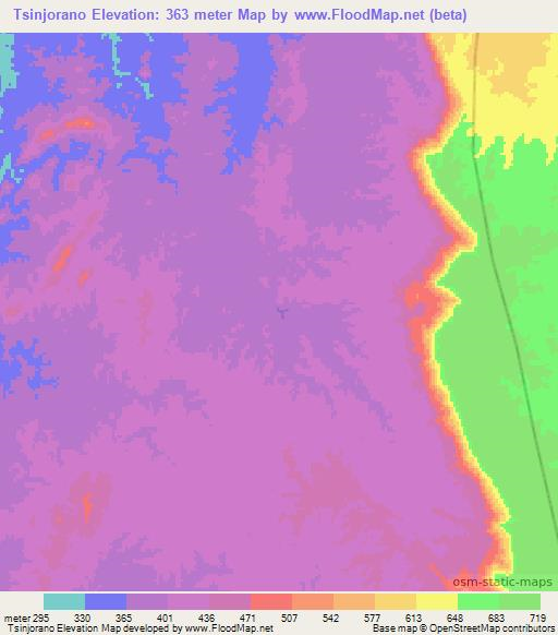 Tsinjorano,Madagascar Elevation Map