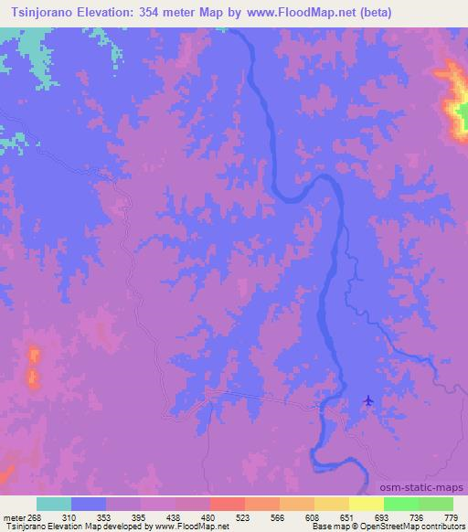 Tsinjorano,Madagascar Elevation Map