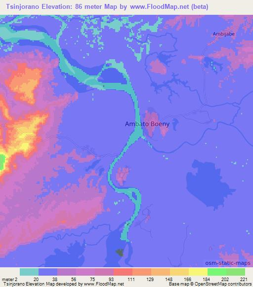 Tsinjorano,Madagascar Elevation Map