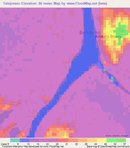 Tsinjorano,Madagascar Elevation Map