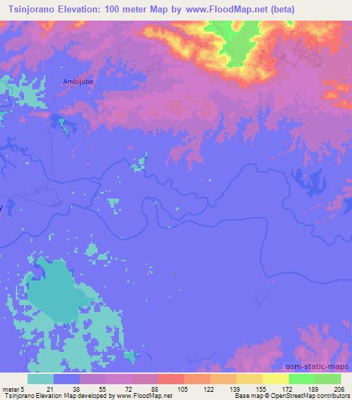 Tsinjorano,Madagascar Elevation Map