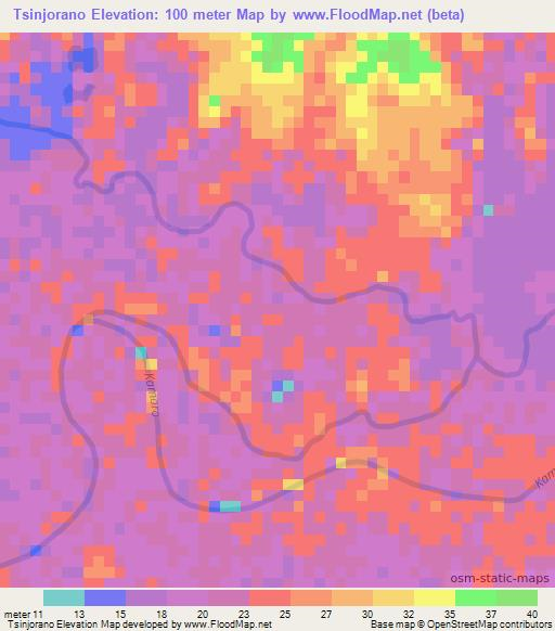 Tsinjorano,Madagascar Elevation Map