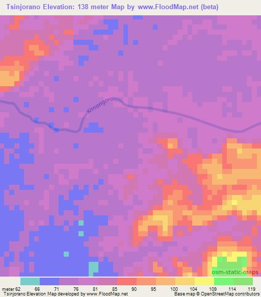 Tsinjorano,Madagascar Elevation Map
