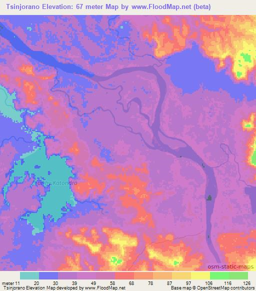 Tsinjorano,Madagascar Elevation Map