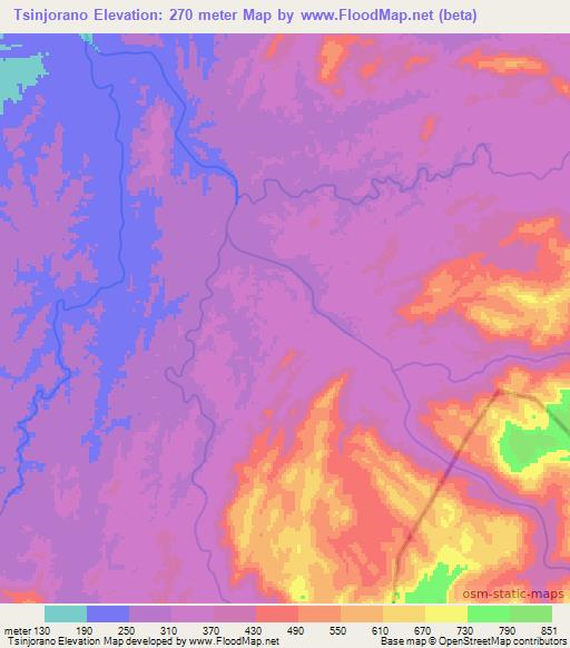 Tsinjorano,Madagascar Elevation Map