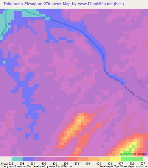 Tsinjorano,Madagascar Elevation Map