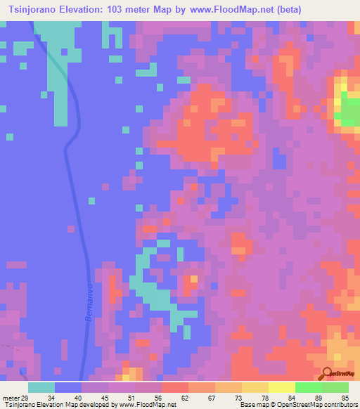 Tsinjorano,Madagascar Elevation Map