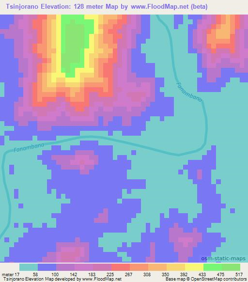 Tsinjorano,Madagascar Elevation Map