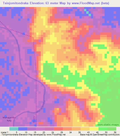 Tsinjomitondraka,Madagascar Elevation Map