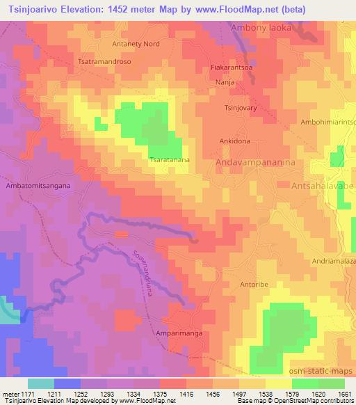 Tsinjoarivo,Madagascar Elevation Map