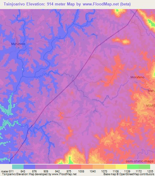 Tsinjoarivo,Madagascar Elevation Map