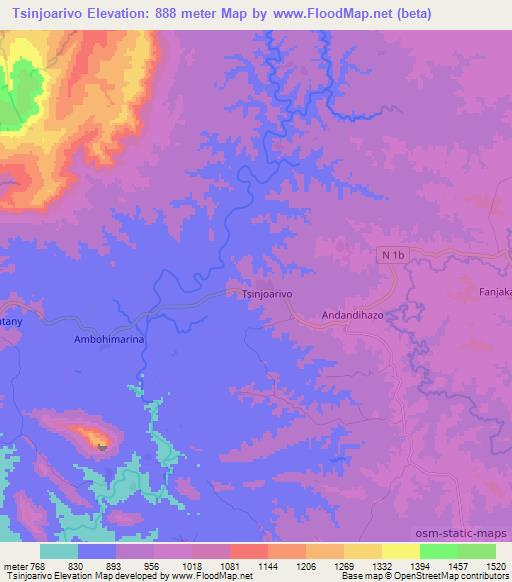 Tsinjoarivo,Madagascar Elevation Map