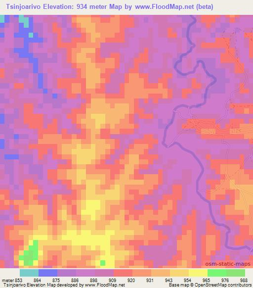 Tsinjoarivo,Madagascar Elevation Map