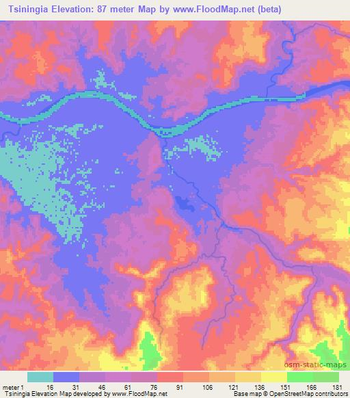 Tsiningia,Madagascar Elevation Map
