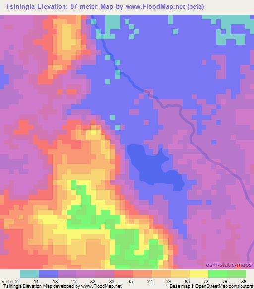 Tsiningia,Madagascar Elevation Map