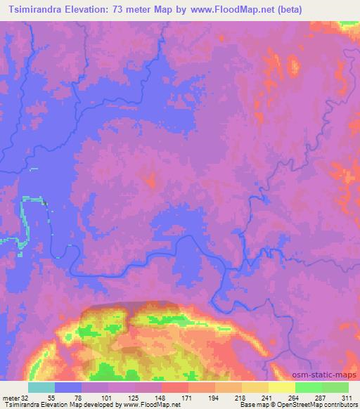 Tsimirandra,Madagascar Elevation Map
