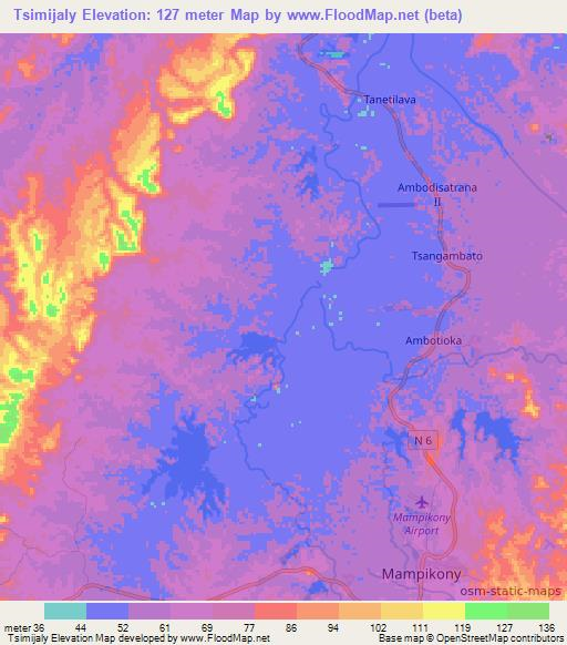 Tsimijaly,Madagascar Elevation Map
