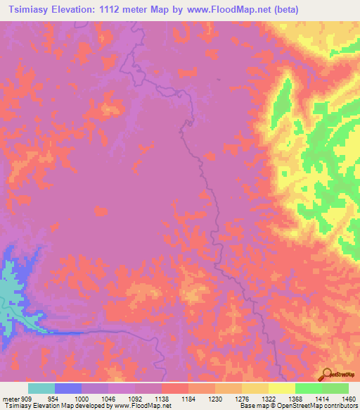 Tsimiasy,Madagascar Elevation Map