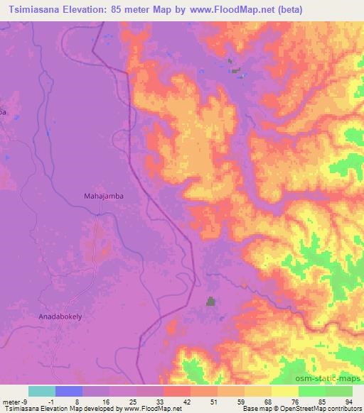 Tsimiasana,Madagascar Elevation Map