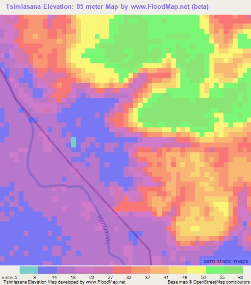 Tsimiasana,Madagascar Elevation Map
