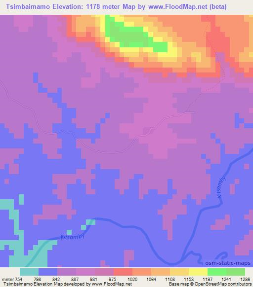 Tsimbaimamo,Madagascar Elevation Map