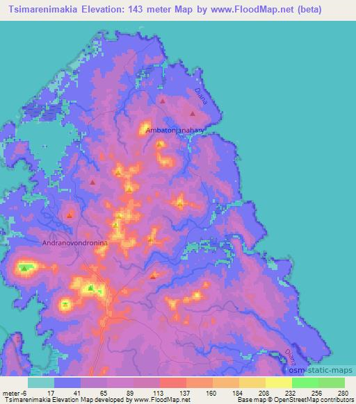 Tsimarenimakia,Madagascar Elevation Map