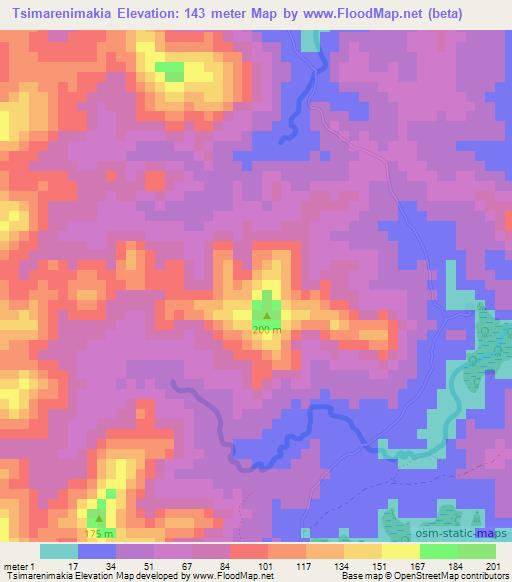 Tsimarenimakia,Madagascar Elevation Map