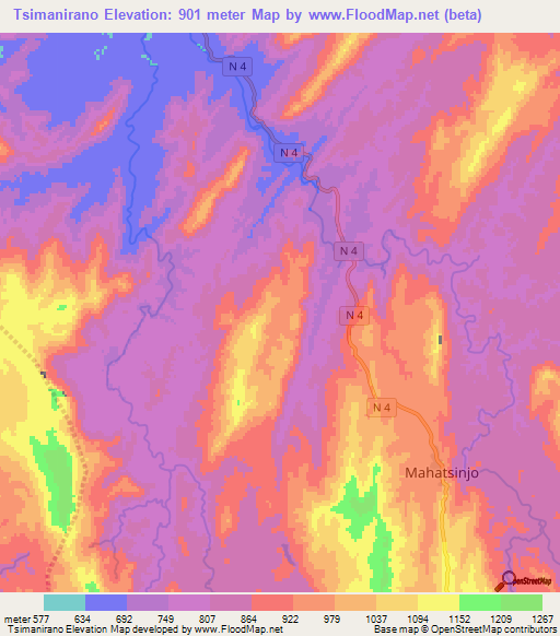 Tsimanirano,Madagascar Elevation Map