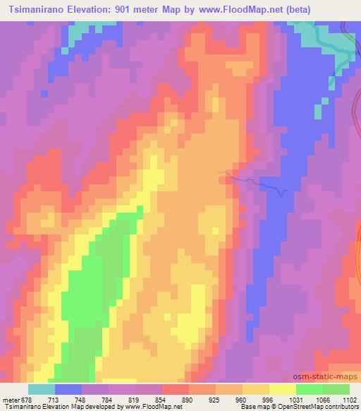 Tsimanirano,Madagascar Elevation Map
